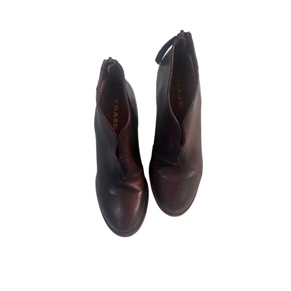 TRASK Tenley Wedge Ankle Bootie Boot Sz 6.5 BURGUNDY Heel Boho Western - Picture 2 of 6